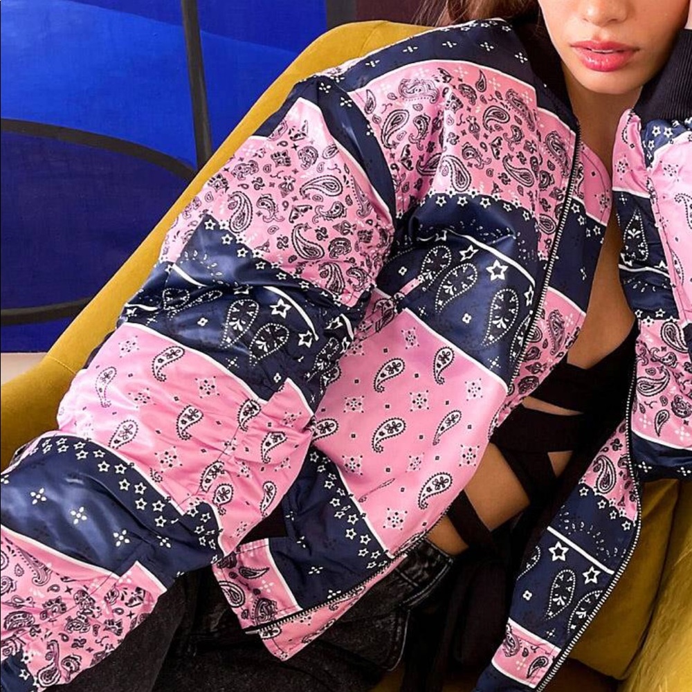 ASOS Labelrail x Hana Cross Oversized bandana bomber jacket